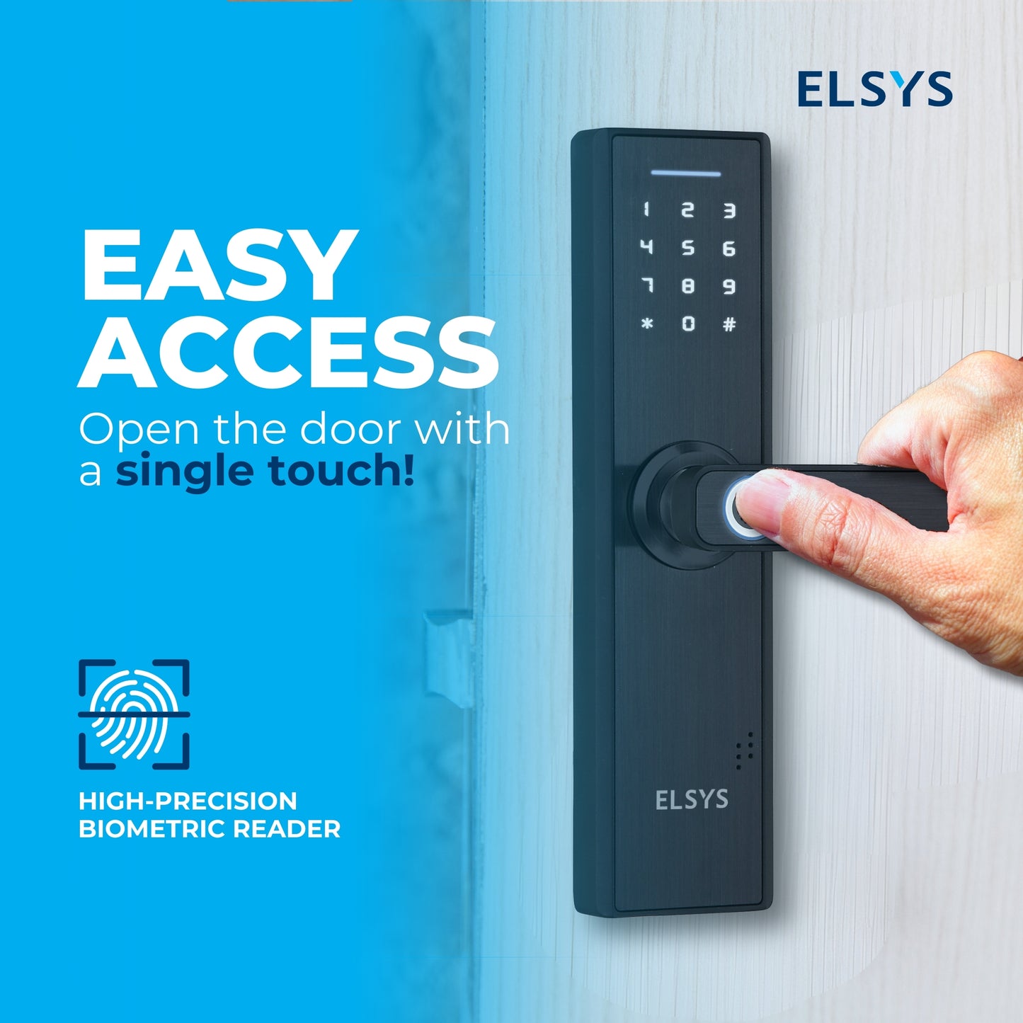 Stylish and Modern Digital Locking Entry Door Handle | Open via Biometrics and/or Numeric Password | Home Access Control